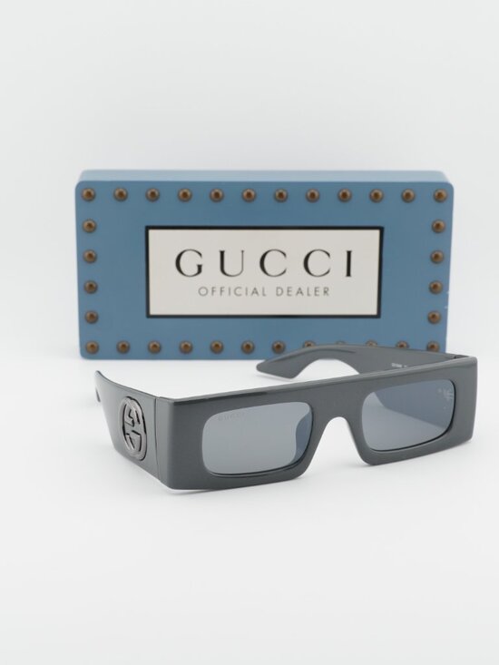 Gucci GG1646S 006 Rectangle Sunglasses - Grey/Grey with Silver Mirror main image 11